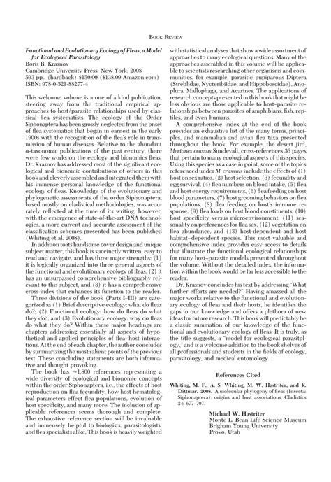 (PDF) Functional and Evolutionary Ecology of Fleas, a Model for ...