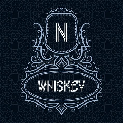 Modello Di Progettazione Dell Etichetta Del Whiskey Monogramma D Annata