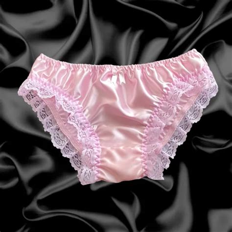 New Satin Lace Sissy Frilly Full Panties Bikini Knicker Underwear Size