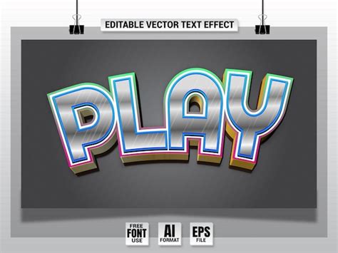 Jugar Efecto De Texto De Juego Efecto De Texto Editable Vector Premium