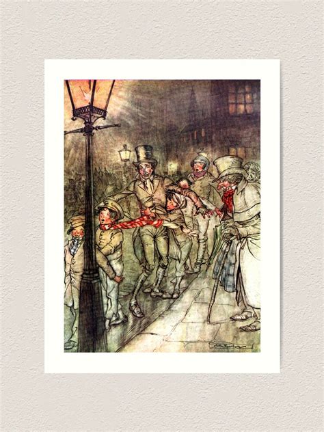 Bob Cratchit Sledding A Christmas Carol Arthur Rackham Charles