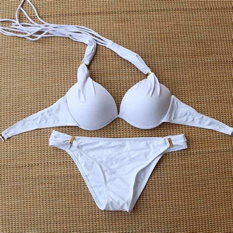 Sexy Brazilian Bikini String Bathing Suit Set Push Up Bikini Halter