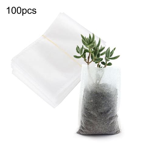 100 Pcs Non Woven Nursery Bags Solid Plants Grow Bags Seed Starter Bags