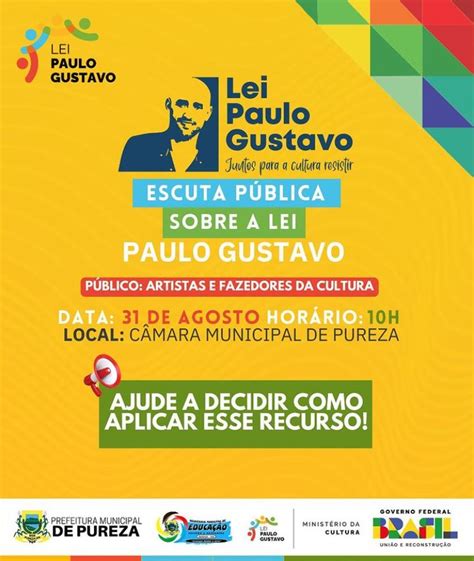 Prefeitura de Pureza ESCUTA PÚBLICA PARA APLICAÇÃO DA LEI PAULO GUSTAVO