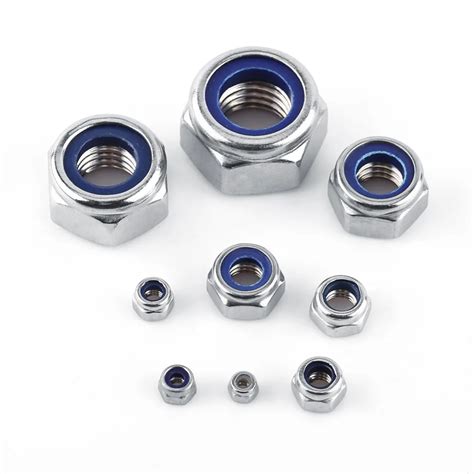 100Pcs M2 M12 Stainless Steel SS304 Locknut Hex Nut Locknuts With Nylon