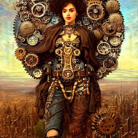 A Steampunk Beautiful Goddess She Is Curly She Is Stable Diffusion