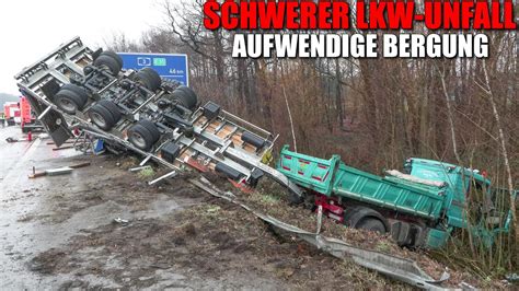 SCHWERER LKW UNFALL AUF DER A3 Umfangreiche mehrstündige Bergung