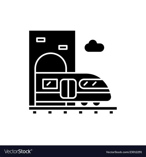 Train station black icon sign on isolated Vector Image