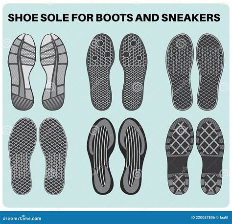 Shoe Sole Design Pattern Set Vector For Footwear Sneaker Boots