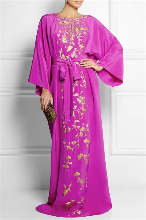 Oscar De La Renta Embellished Silk Cady Maxi Kaftan NET A PORTER