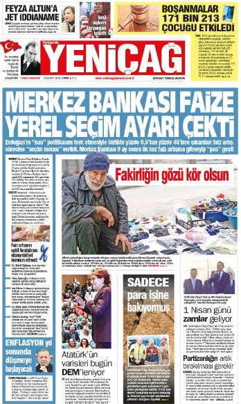 Yeniçağ Gazetesi nin 1 sayfası 23 Şubat 2024