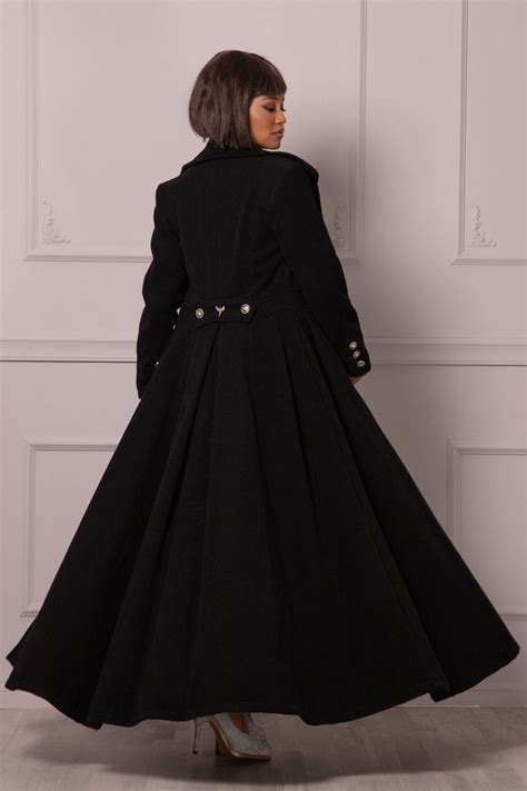 Vintage Inspired Wool Princess Coat Extra Long Black Gothic Etsy