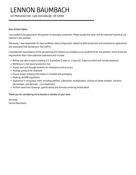 Associate Production Cover Letter Velvet Jobs