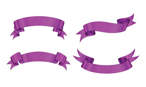 Vector purple glossy ribbon vector banners set. ribbon label purple ...