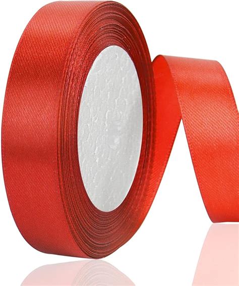 OWill Red Satin Ribbon Double Sided Polyester 20mm X 22m 24 Yards