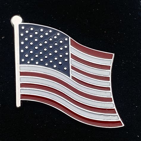 Sterling Silver American Flag Enamel Lapel Pin Made in USA