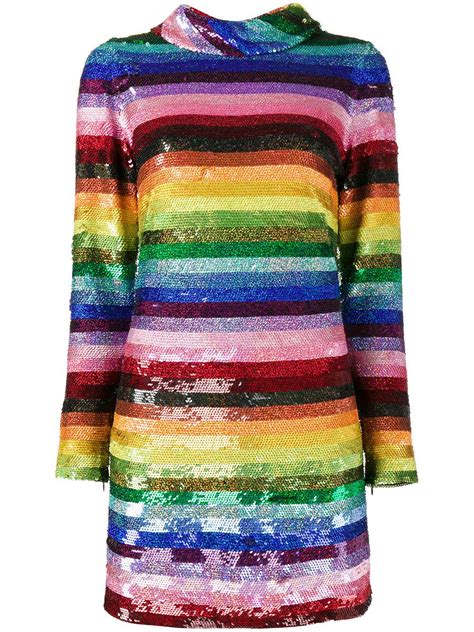 Ashish Rainbow Striped Sequin Embellished Silk Mini Dress Lyst