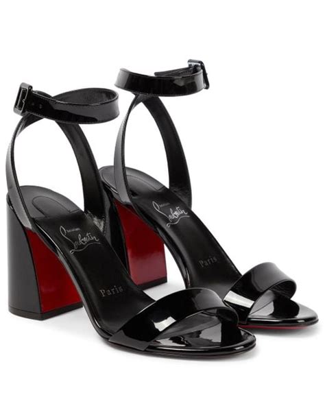 Christian Louboutin Miss Sabina 85 Patent Leather Sandals In Black