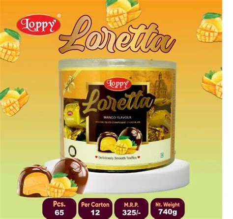 Round Solid Loppy Loretta Mango Center Filled Compound Chocolate