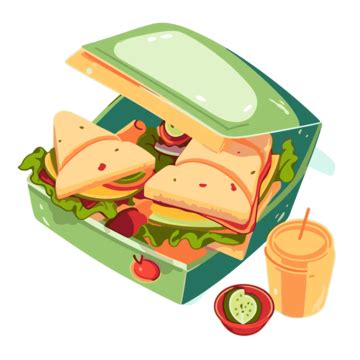 Pack Lunch Clipart Hot Lunch Box With Sandwiches Cartoon Vector Pack