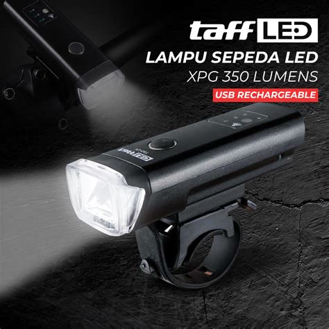 Taffled Lampu Depan Sepeda Bike Light Usb Recharge Led Xpg Lumens