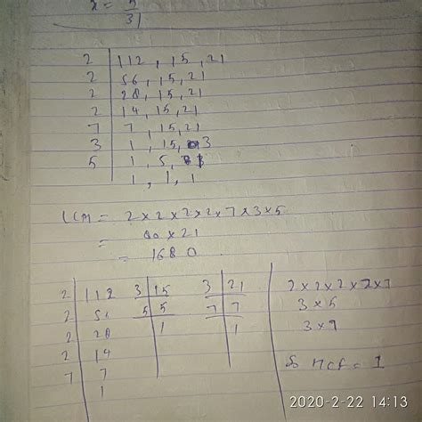 Find Lcm And Hcf Of The Following Integers By Applying The Prime Factorization Method1121521