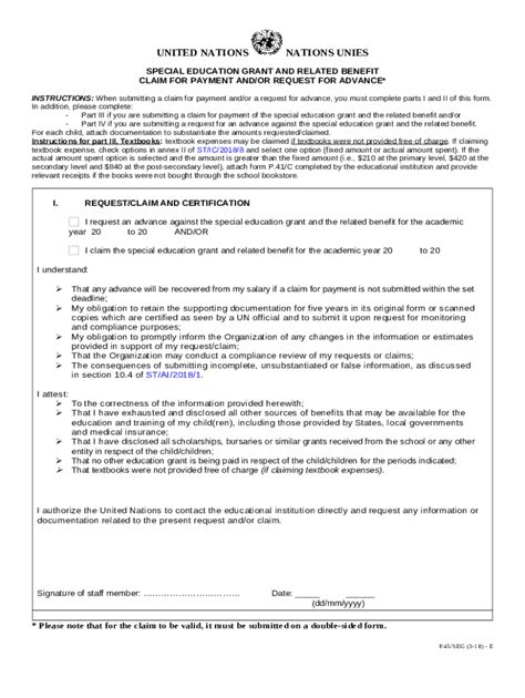 Education Grant And Related Benefits Claim For Info Undp Doc