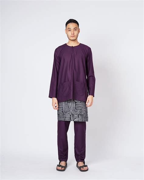 Bangsawan Baju Melayu Set Adults Royal Purple Kurta Boys