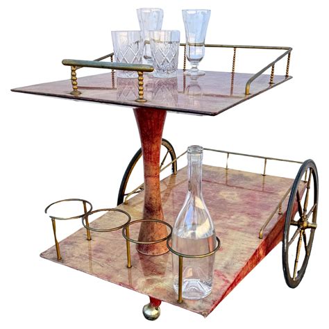 Italian Two Tier Mid Century Modern Bar Cart Trolley By Aldo Tura For