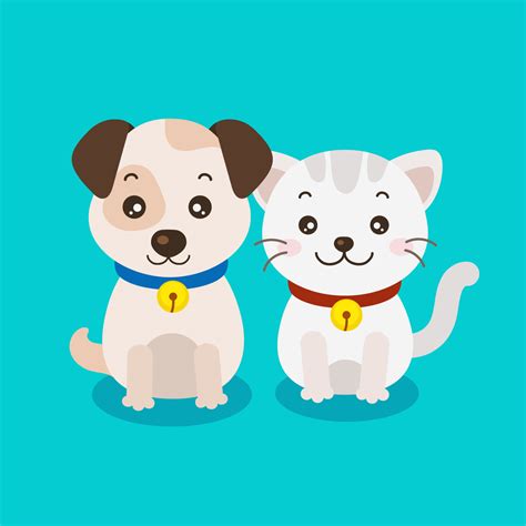 Cute Puppy And Kitten Cartoon 202090 Vector Art At Vecteezy