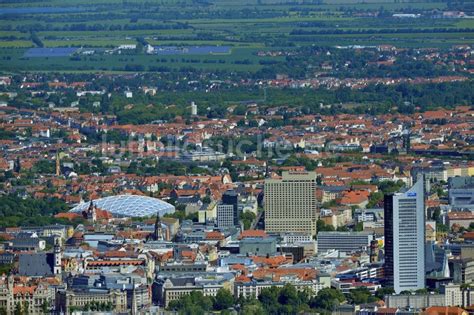 Leipzig Aus Der Vogelperspektive Stadtansicht Der Innenstadt Der