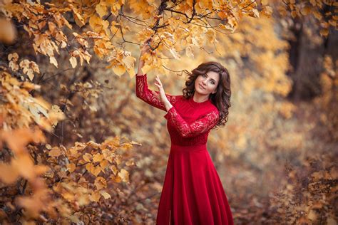 Women Outdoors Sergey Shatskov Women Fall Dress Red Red Dress