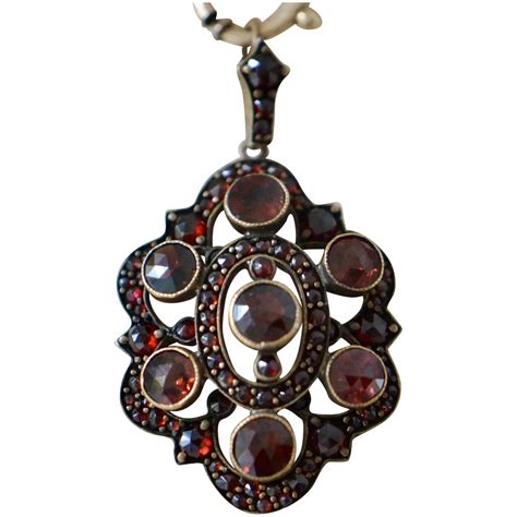 Victorian Antique Bohemian Garnet Large Pendant Ruby Lane