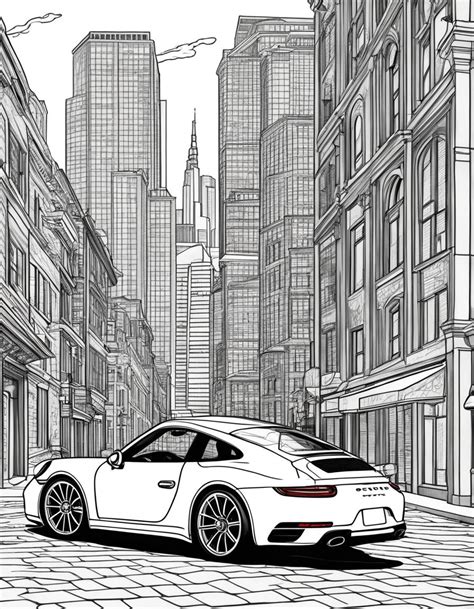 Porsche 911 Carrera Coloring Book Page