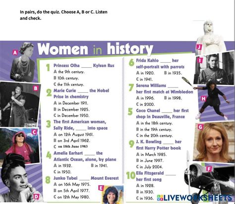 Women In History Quiz Live Worksheets