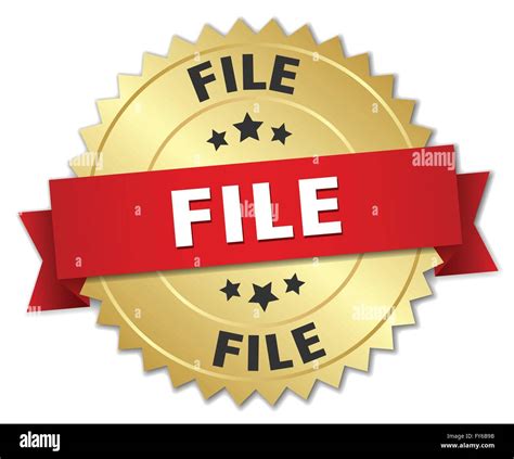 File 3d Gold Badge With Red Ribbon Stock Vector Image Art Alamy