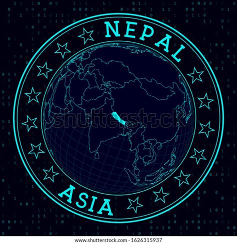 Nepal Round Sign Futuristic Satelite View Stock Vector Royalty Free