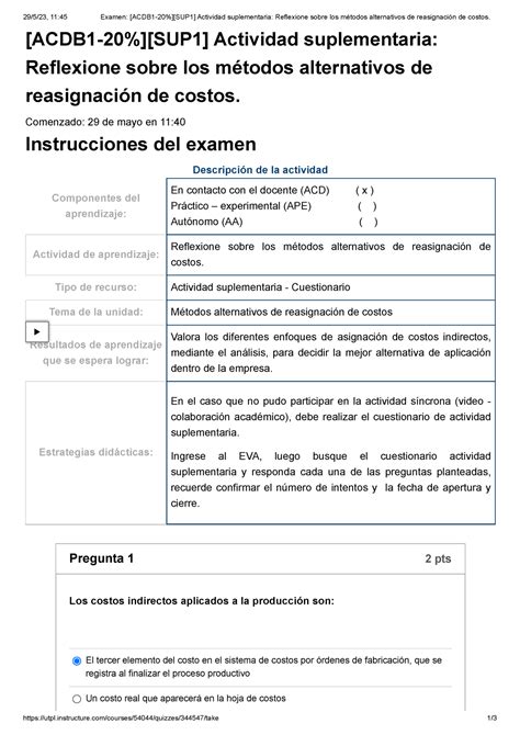 Examen ACDB 1 20 SUP 1 Actividad Suplementaria Reflexione Sobre Los