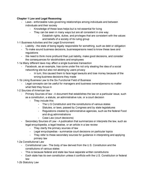 Chapter 1 Law And Legal Reasoning Studocu