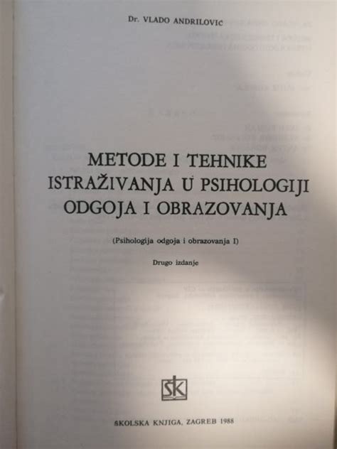 Metode i tehnike istraživanja u psihologiji Vlado Andrilović