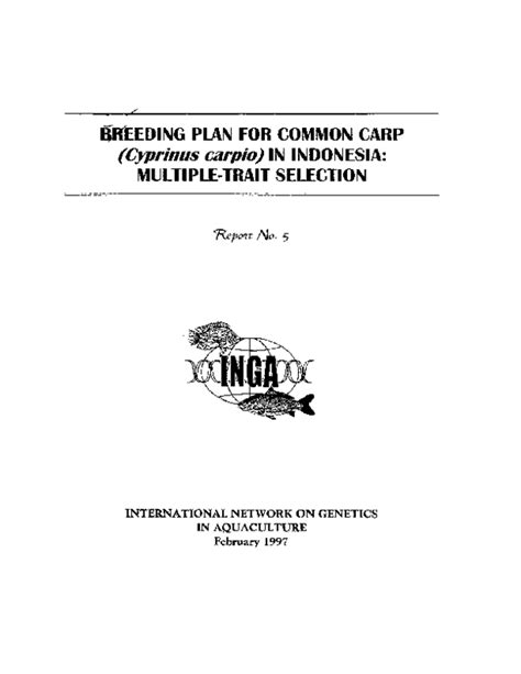 (PDF) Breeding plan for common carp (Cyprinus carpio) in Indonesia ...