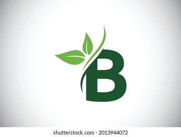 Initial B Monogram Alphabet Two Leaves Stock Vector Royalty Free