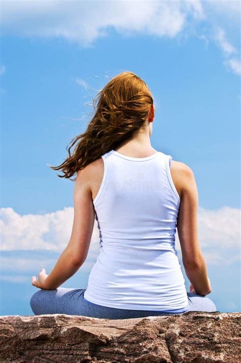 Young Girl Meditating Outdoors Stock Image Image Of Position