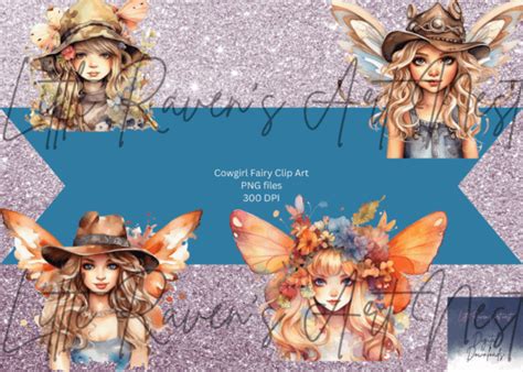 3 Cowgirl Fairies Clip Art Designs And Graphics