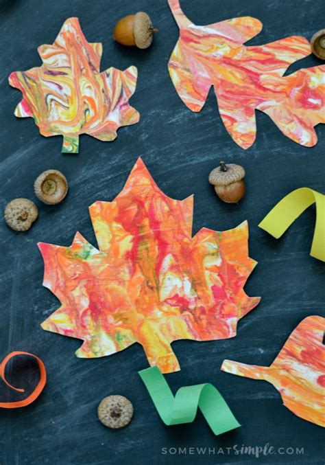 Marbled Paper Fall Leaves Craft | Somewhat Simple