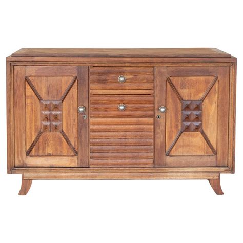 Art Deco Sideboard In Solid Oak In The Style Of Charles Dudouyt Circa