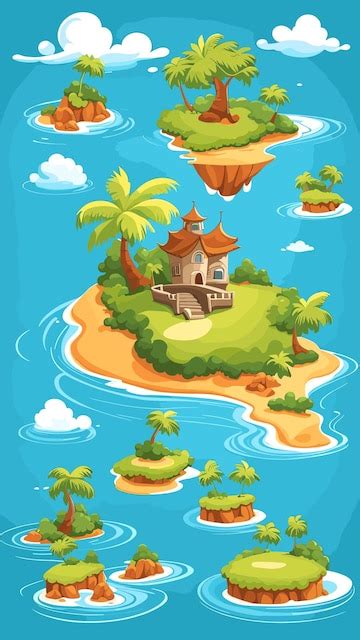 Premium Vector | Island drawing cartoon artwork vector