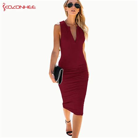 Sex Soft Stretch Dress Women Sheath Solid Color High Waist Dress Summer