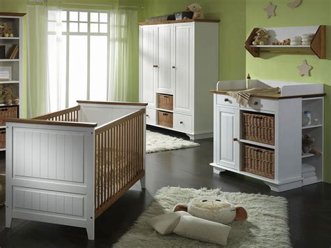 Babyzimmer Set 4teilig Kinderzimmer Möbel 2 farbig weiß honig Kiefer massiv