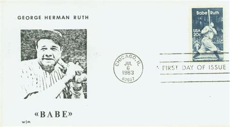 2046 FDC 1983 20c George Babe Ruth Herman Mystic Stamp Company